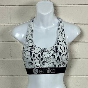 Ethika White and Black Print Sports Bra size M